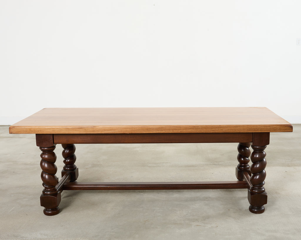 Country English Walnut Farmhouse Barley Twist Dining Table