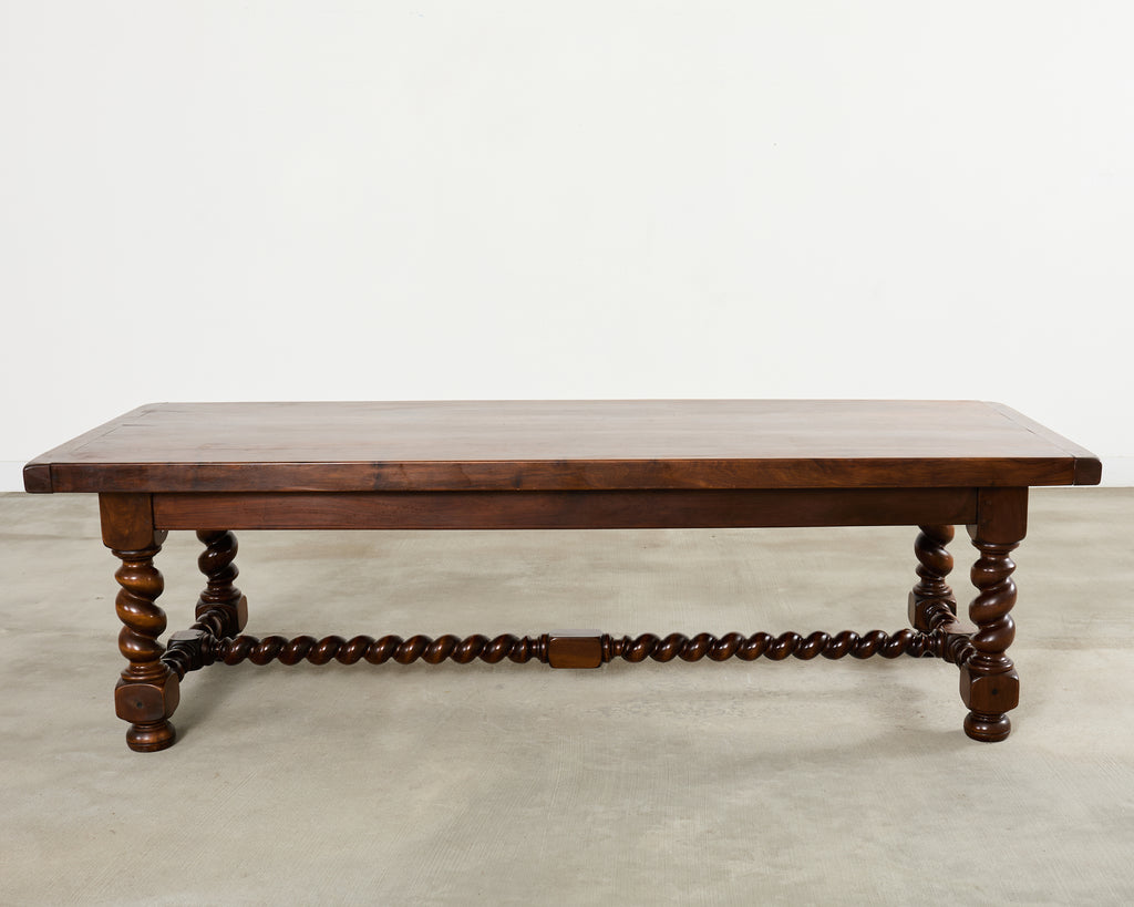Country French Oak Farmhouse Barley Twist Trestle Dining Table