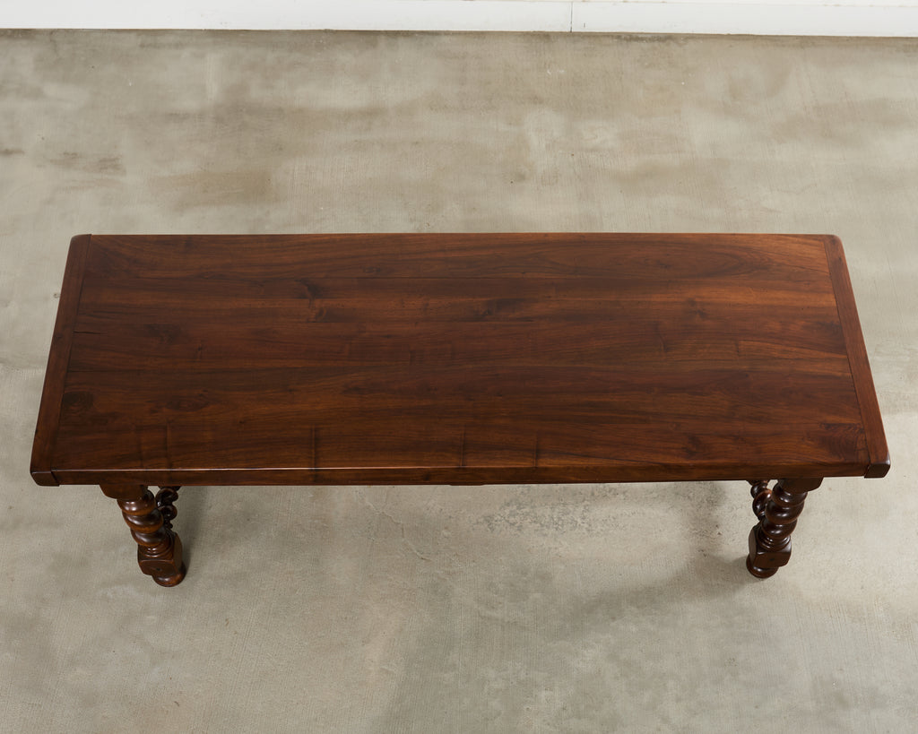 Country French Oak Farmhouse Barley Twist Trestle Dining Table