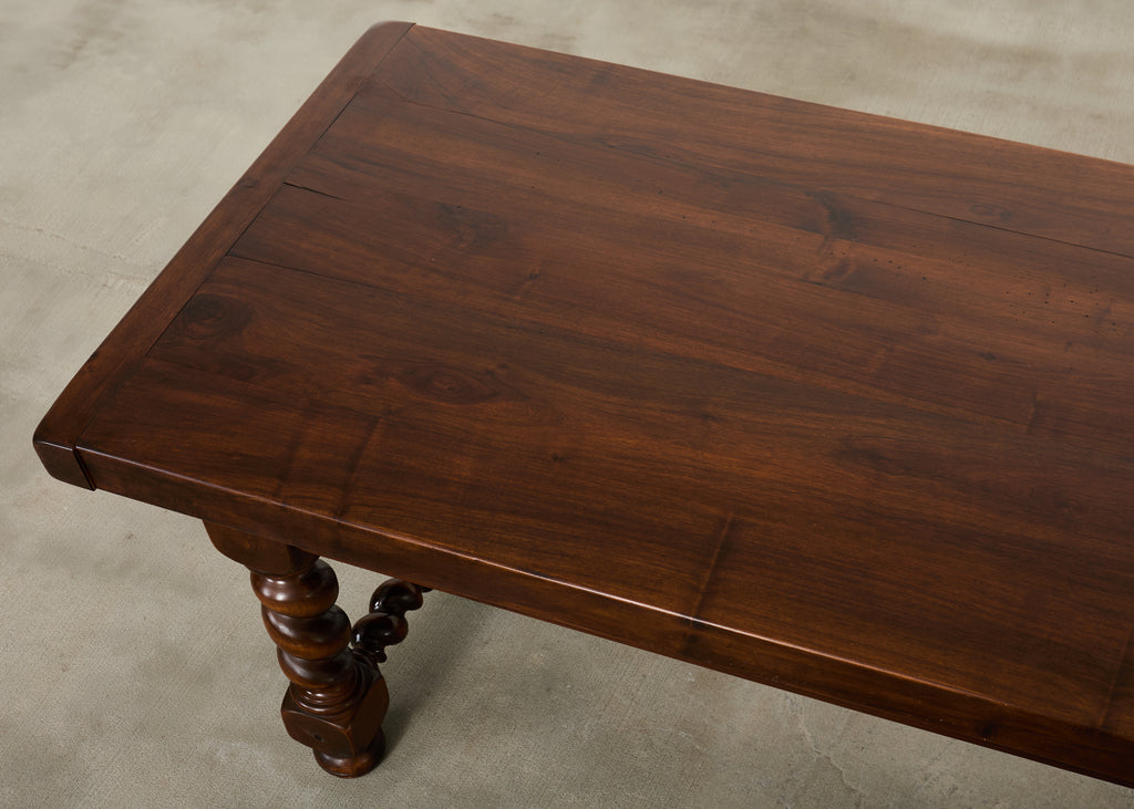 Country French Oak Farmhouse Barley Twist Trestle Dining Table