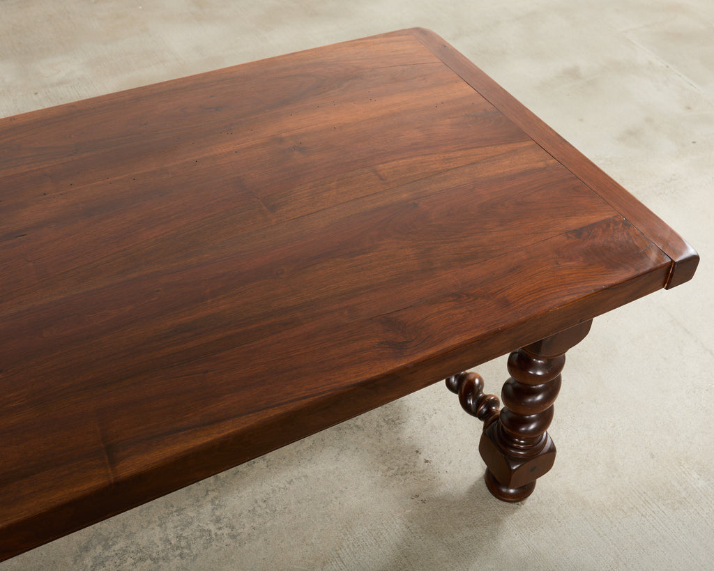 Country French Oak Farmhouse Barley Twist Trestle Dining Table