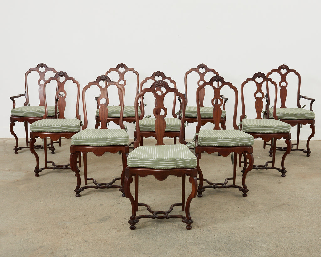 Set of Ten English Chippendale Style Mahogany Dining Chairs