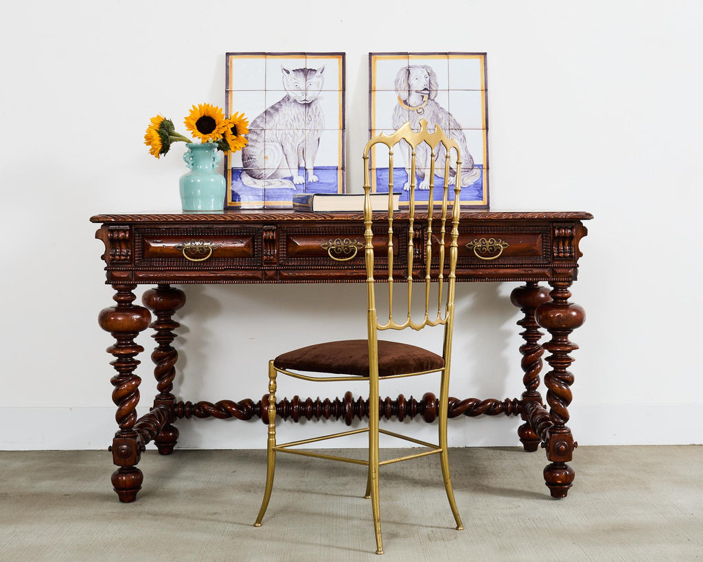 Portuguese Baroque Style Library Table by Alfonso Marina