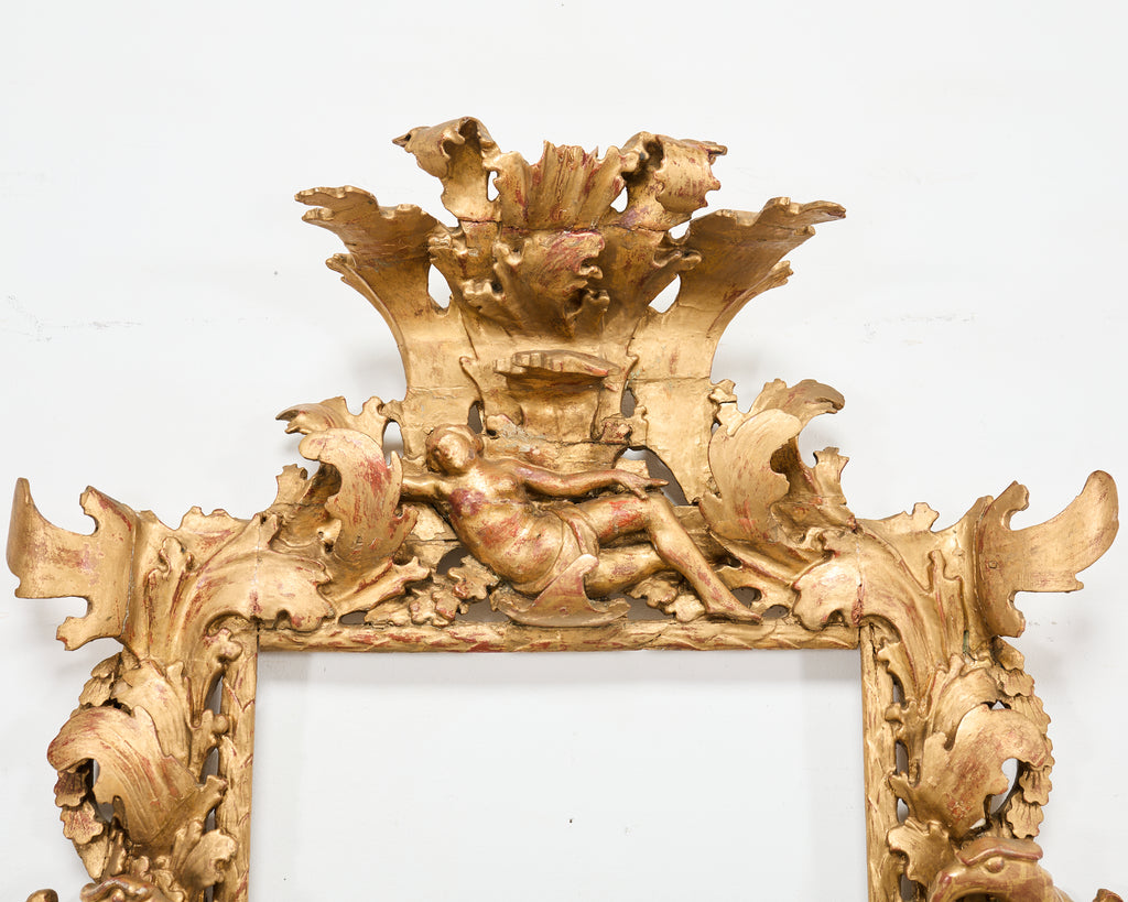 18th Century Italian Baroque Carved Giltwood Picture Mirror Frame