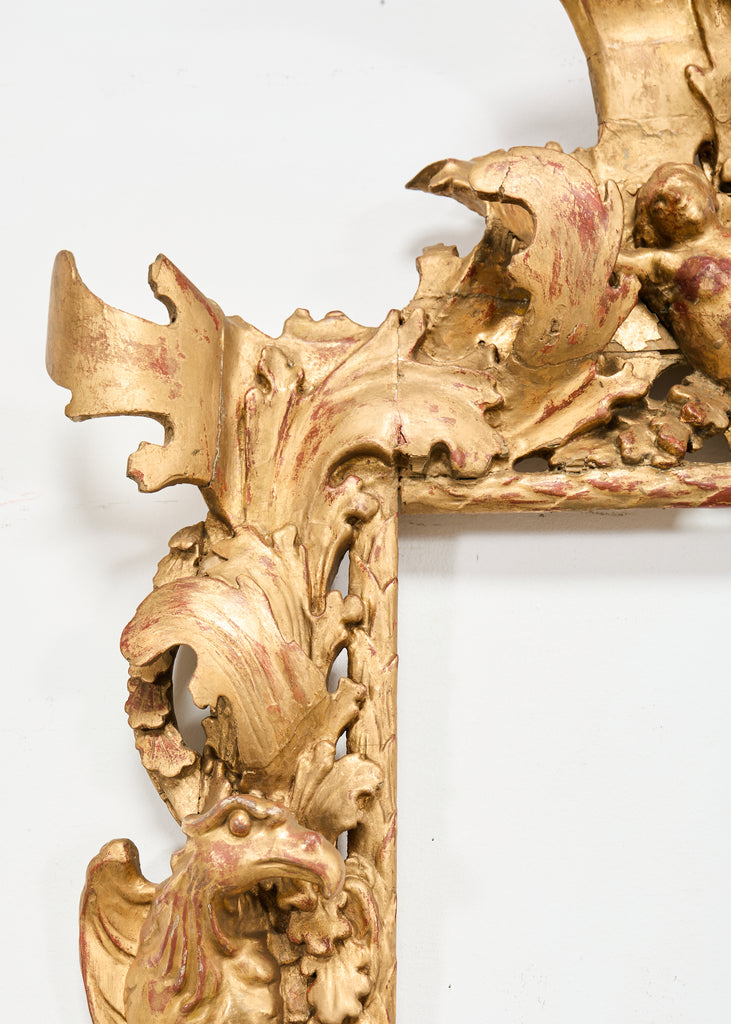 18th Century Italian Baroque Carved Giltwood Picture Mirror Frame
