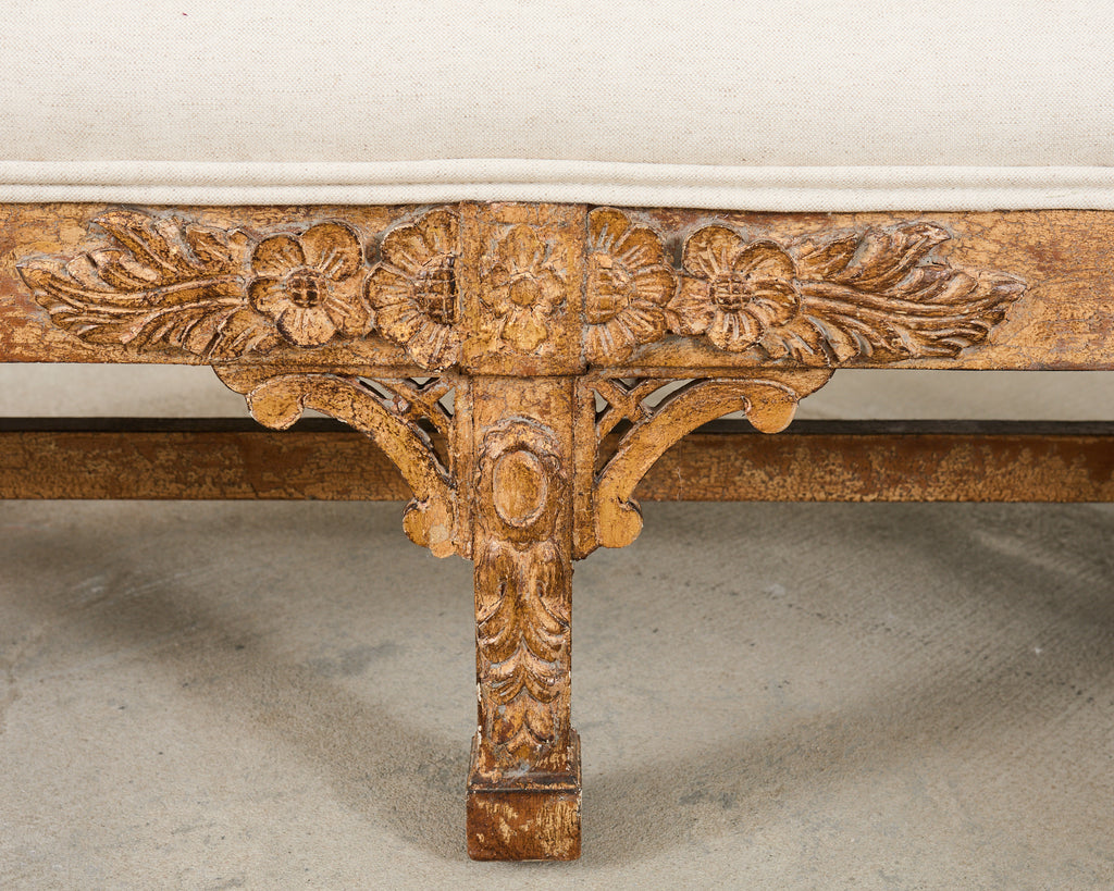 Pair of Italian Baroque Style Scroll Arm Benches 5 Ft.