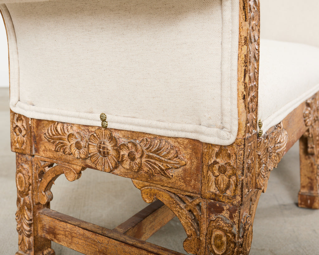 Pair of Italian Baroque Style Scroll Arm Benches 5 Ft.