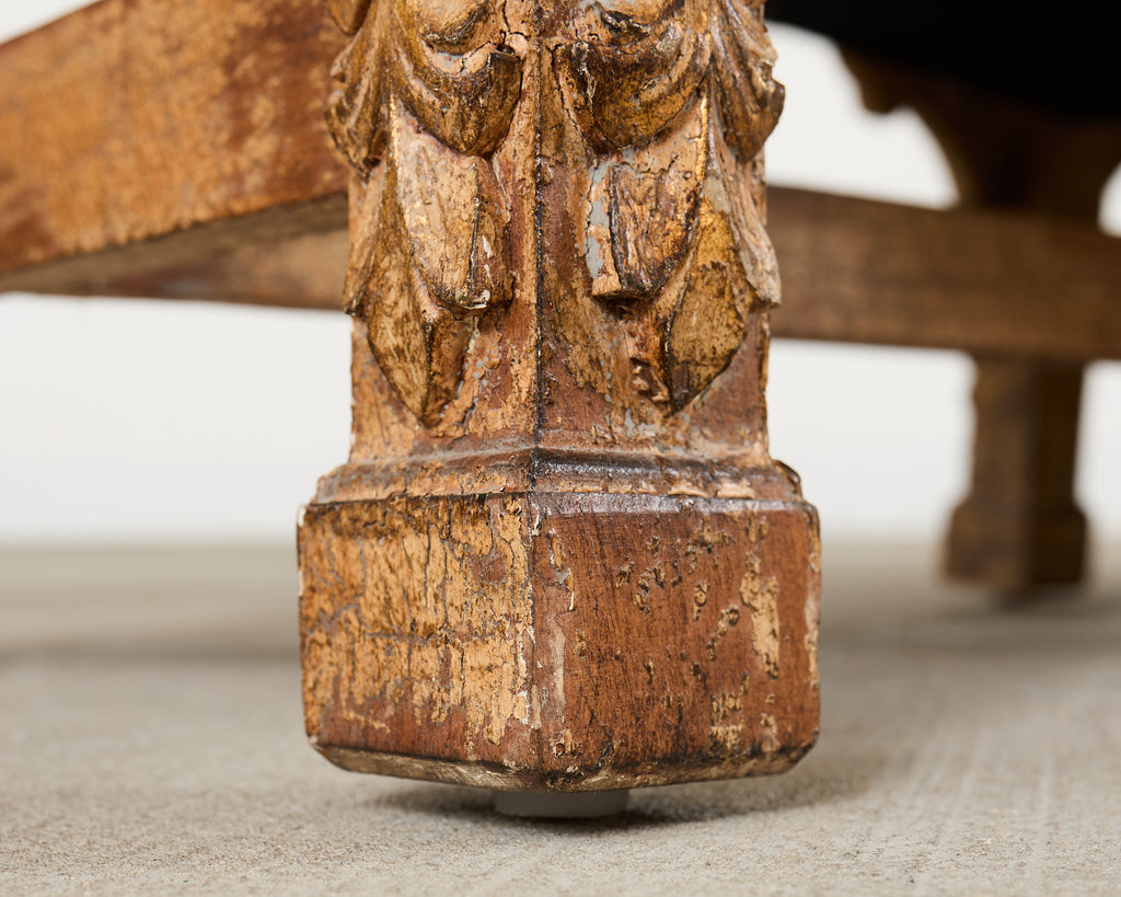 Pair of Italian Baroque Style Scroll Arm Benches 5 Ft.