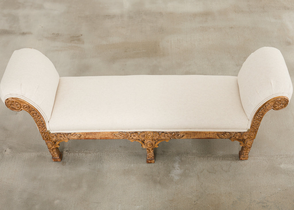 Pair of Italian Baroque Style Scroll Arm Benches 5 Ft.
