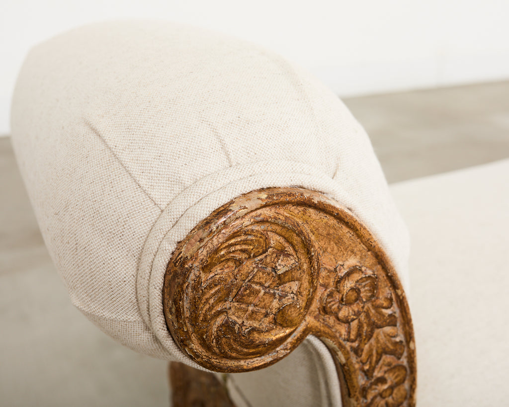 Pair of Italian Baroque Style Scroll Arm Benches 5 Ft.