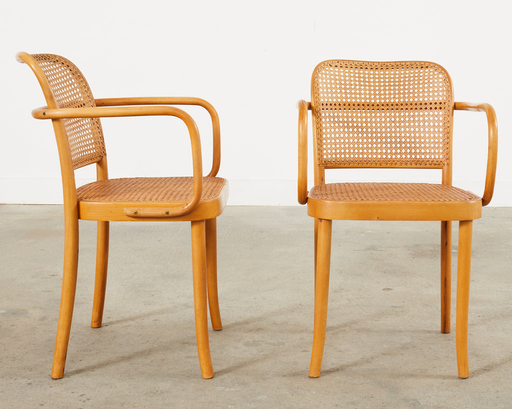 Pair of Josef Hoffman for Thonet Prague Bentwood Dining Chairs