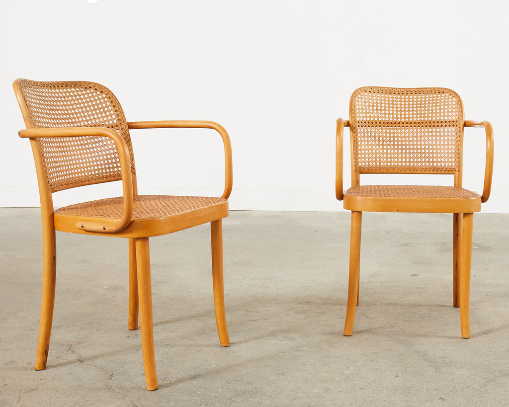 Pair of Josef Hoffman for Thonet Prague Bentwood Dining Chairs
