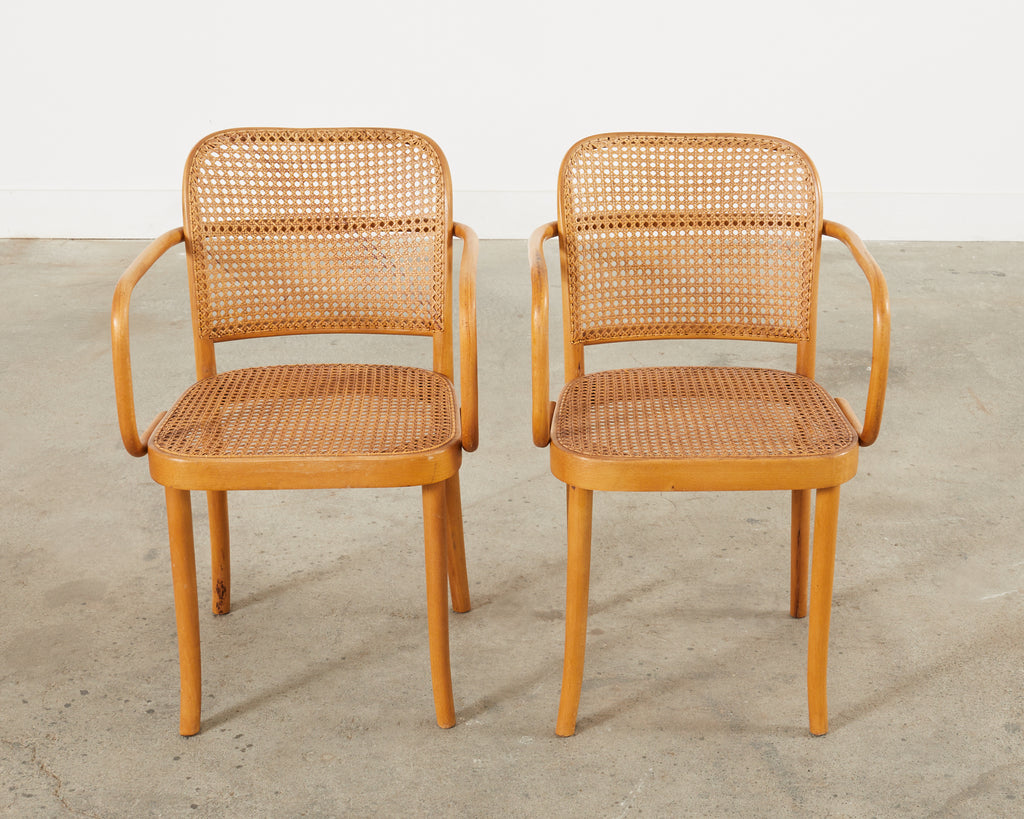 Pair of Josef Hoffman for Thonet Prague Bentwood Dining Chairs