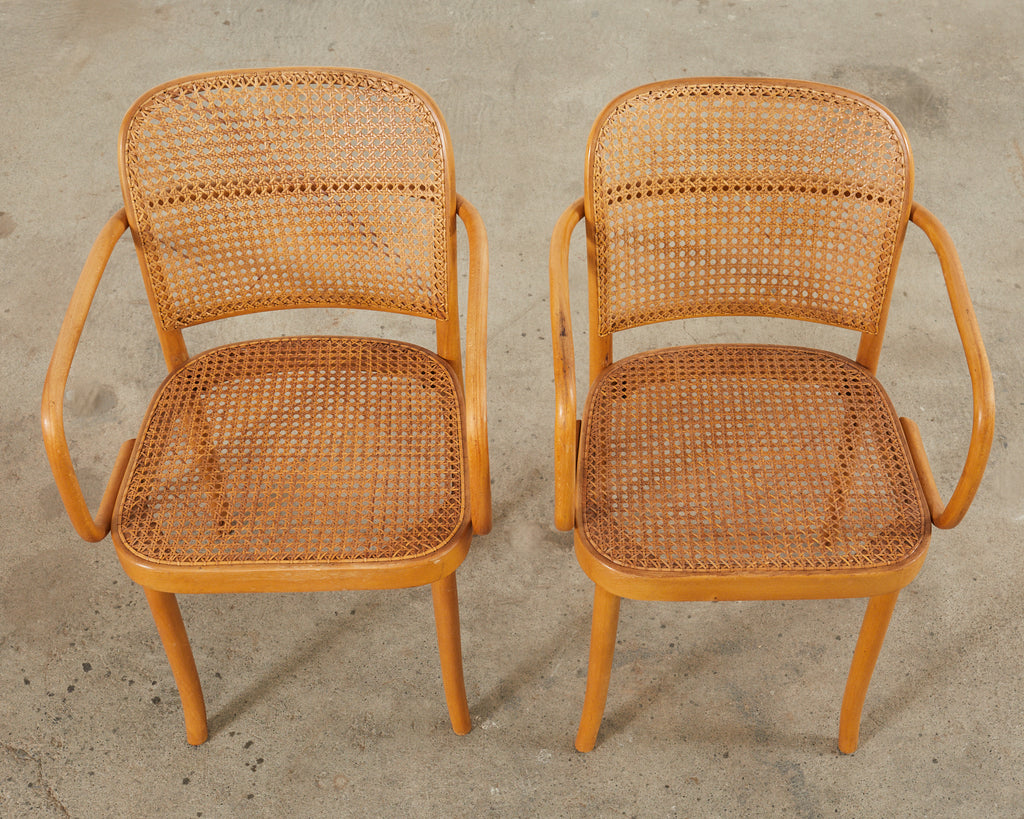 Pair of Josef Hoffman for Thonet Prague Bentwood Dining Chairs