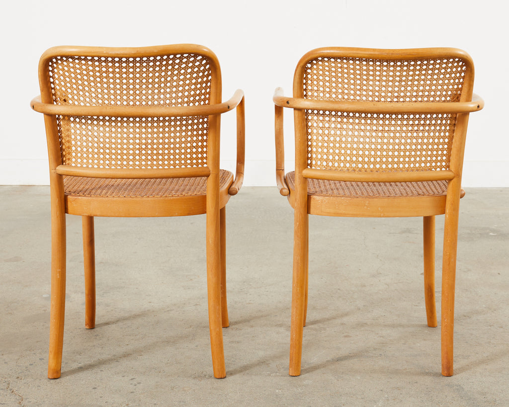 Pair of Josef Hoffman for Thonet Prague Bentwood Dining Chairs