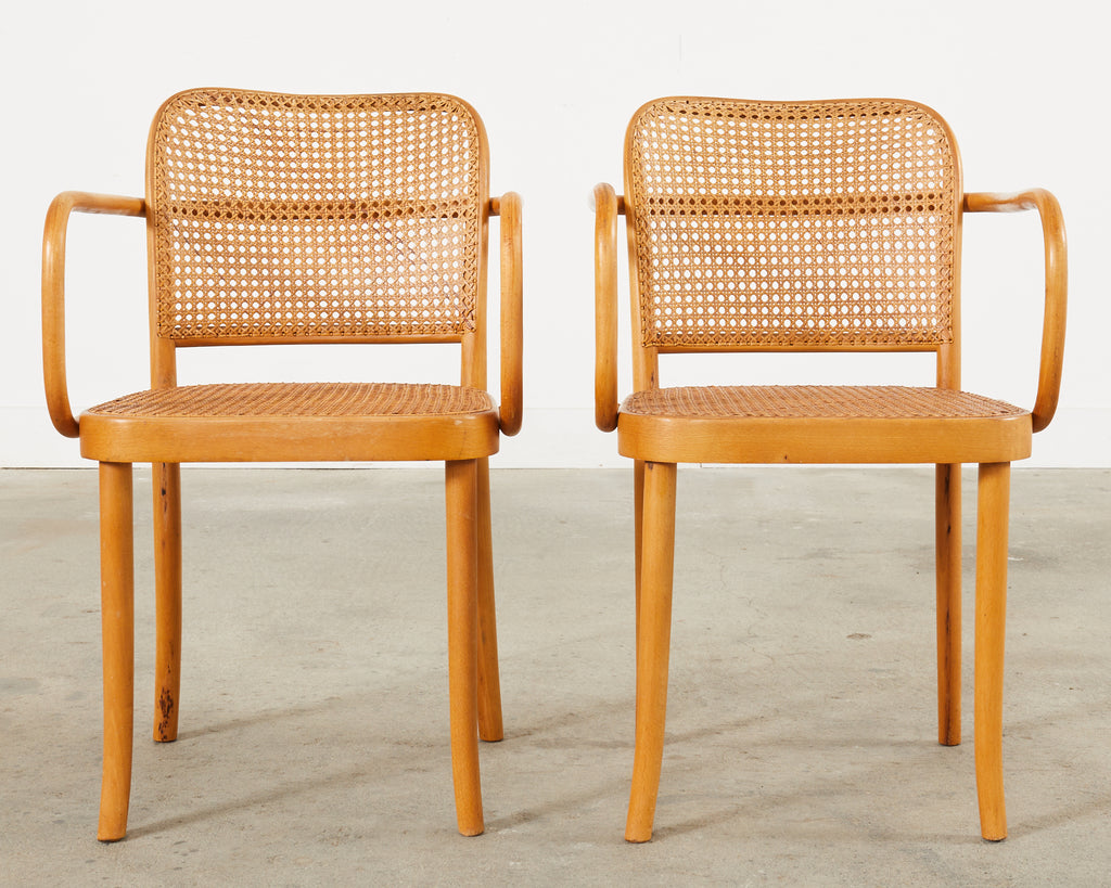Pair of Josef Hoffman for Thonet Prague Bentwood Dining Chairs