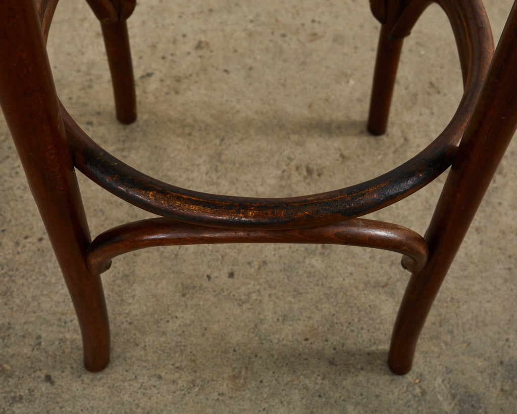 Pair of Thonet Romanian Bentwood Cane Bar Stools