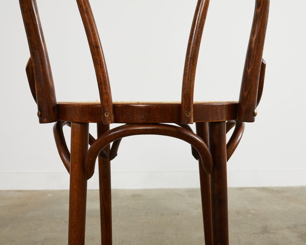 Pair of Thonet Romanian Bentwood Cane Bar Stools