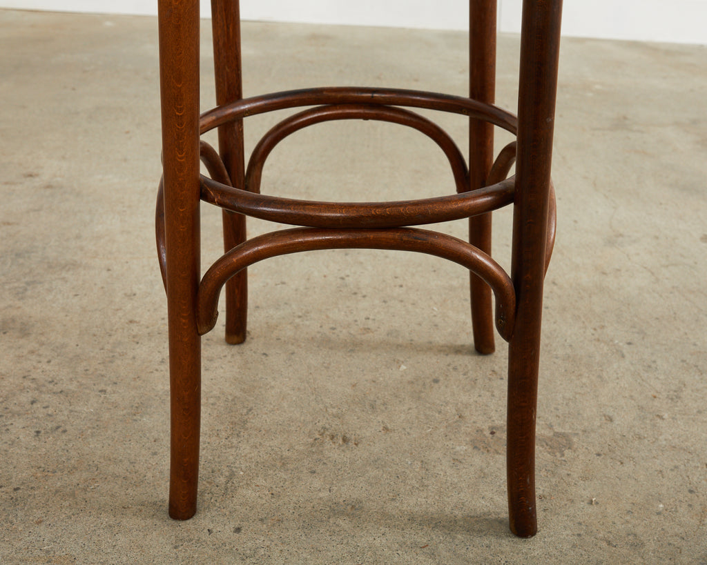 Pair of Thonet Romanian Bentwood Cane Bar Stools