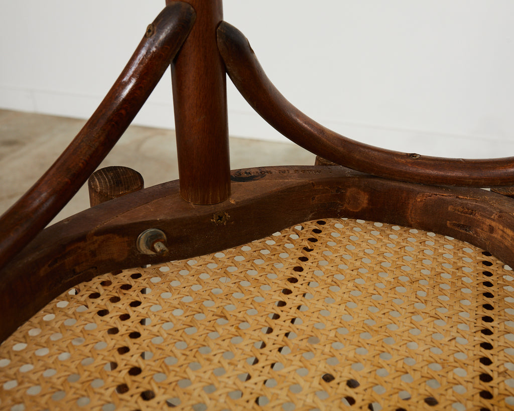 Pair of Thonet Romanian Bentwood Cane Bar Stools