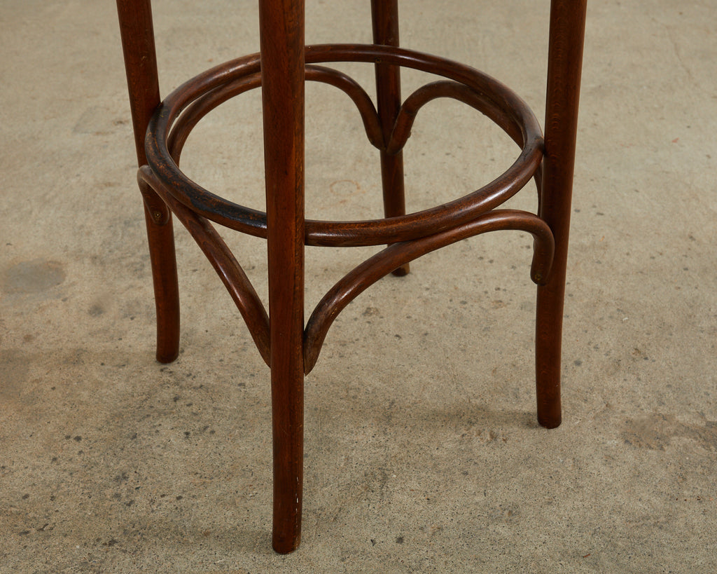Pair of Thonet Romanian Bentwood Cane Bar Stools