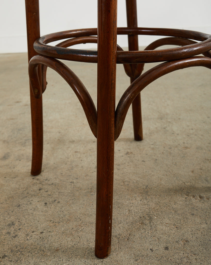 Pair of Thonet Romanian Bentwood Cane Bar Stools