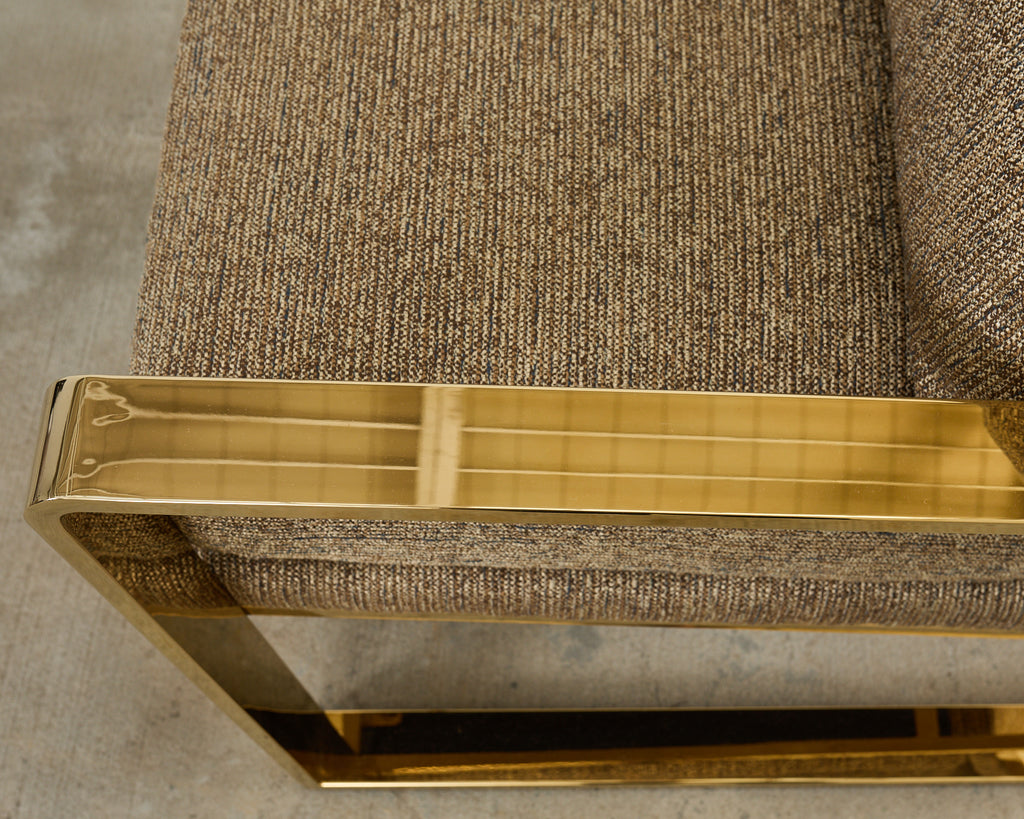 Pair of Milo Baughman Style Brass Lounge Chairs by Bernhardt