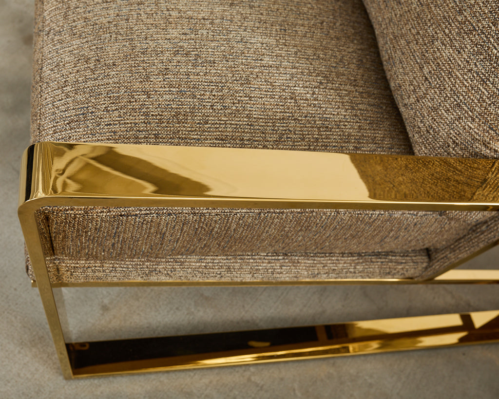 Pair of Milo Baughman Style Brass Lounge Chairs by Bernhardt