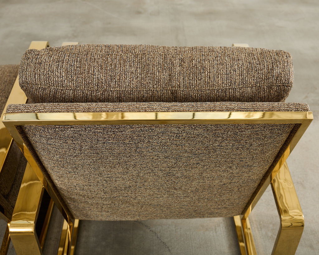 Pair of Milo Baughman Style Brass Lounge Chairs by Bernhardt
