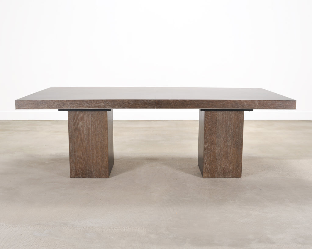 Bernhardt Linea Cerused Oak Modern Pedestal Dining Table 7.5 Ft