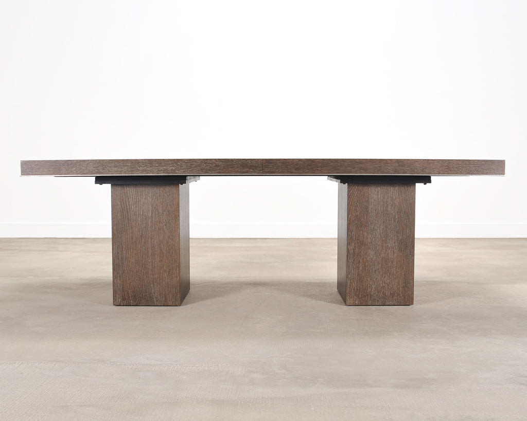 Bernhardt Linea Cerused Oak Modern Pedestal Dining Table 7.5 Ft