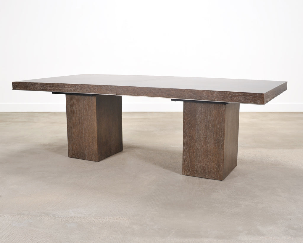 Bernhardt Linea Cerused Oak Modern Pedestal Dining Table 7.5 Ft