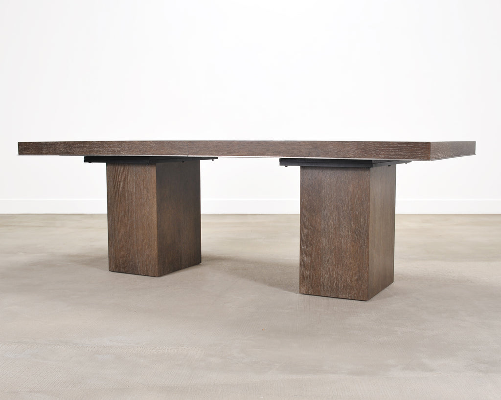 Bernhardt Linea Cerused Oak Modern Pedestal Dining Table 7.5 Ft