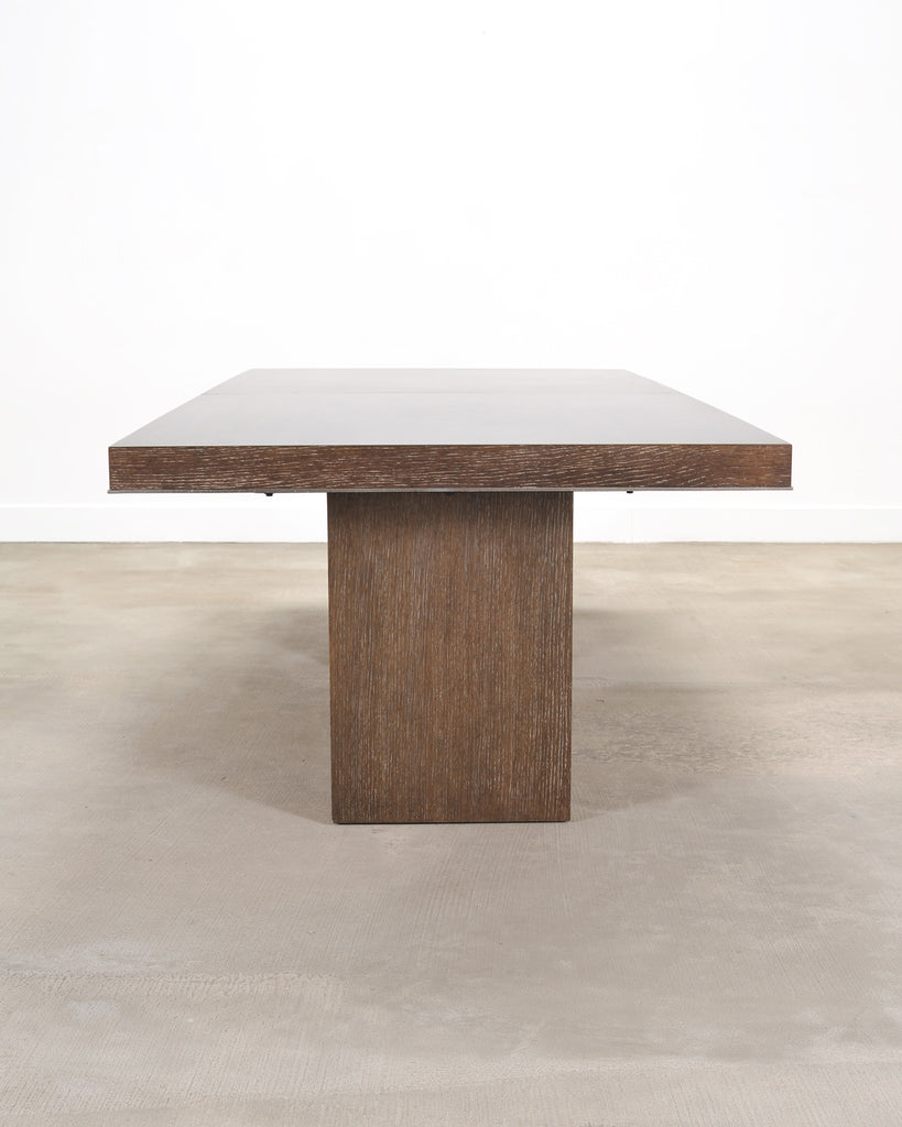 Bernhardt Linea Cerused Oak Modern Pedestal Dining Table 7.5 Ft