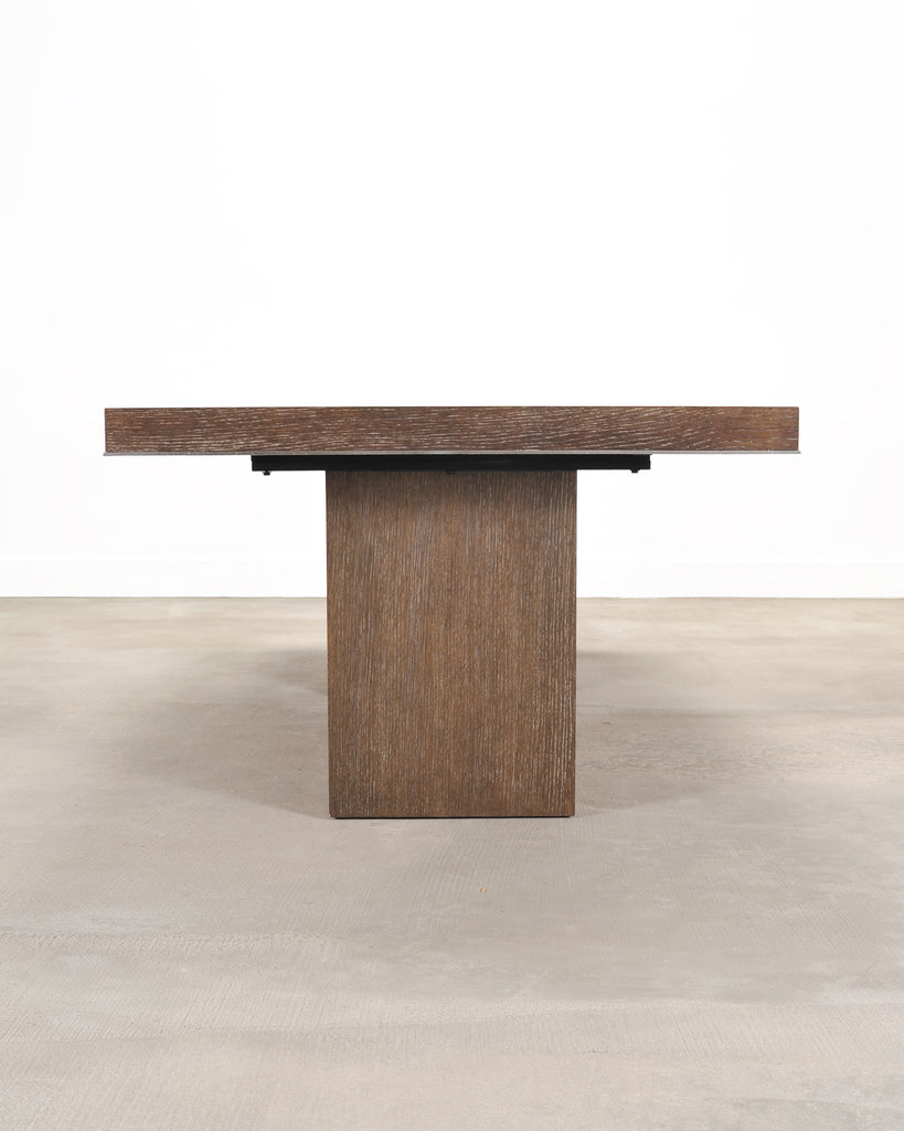 Bernhardt Linea Cerused Oak Modern Pedestal Dining Table 7.5 Ft