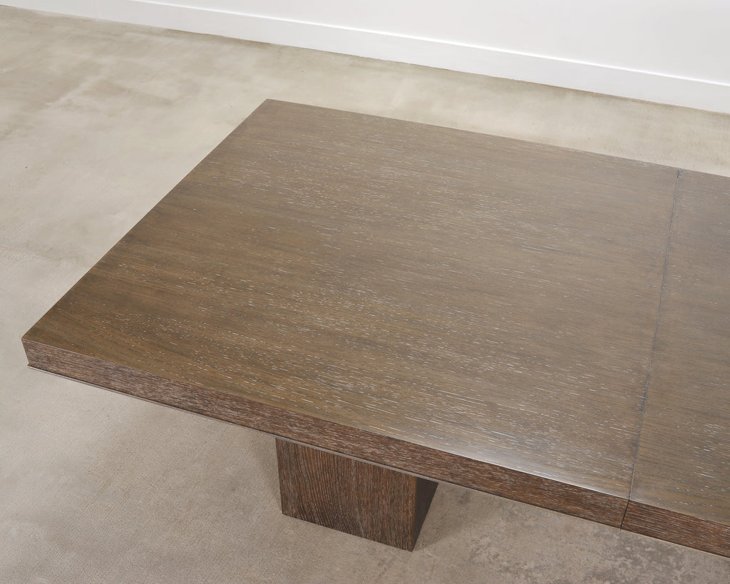 Bernhardt Linea Cerused Oak Modern Pedestal Dining Table 7.5 Ft
