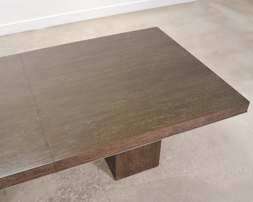 Bernhardt Linea Cerused Oak Modern Pedestal Dining Table 7.5 Ft