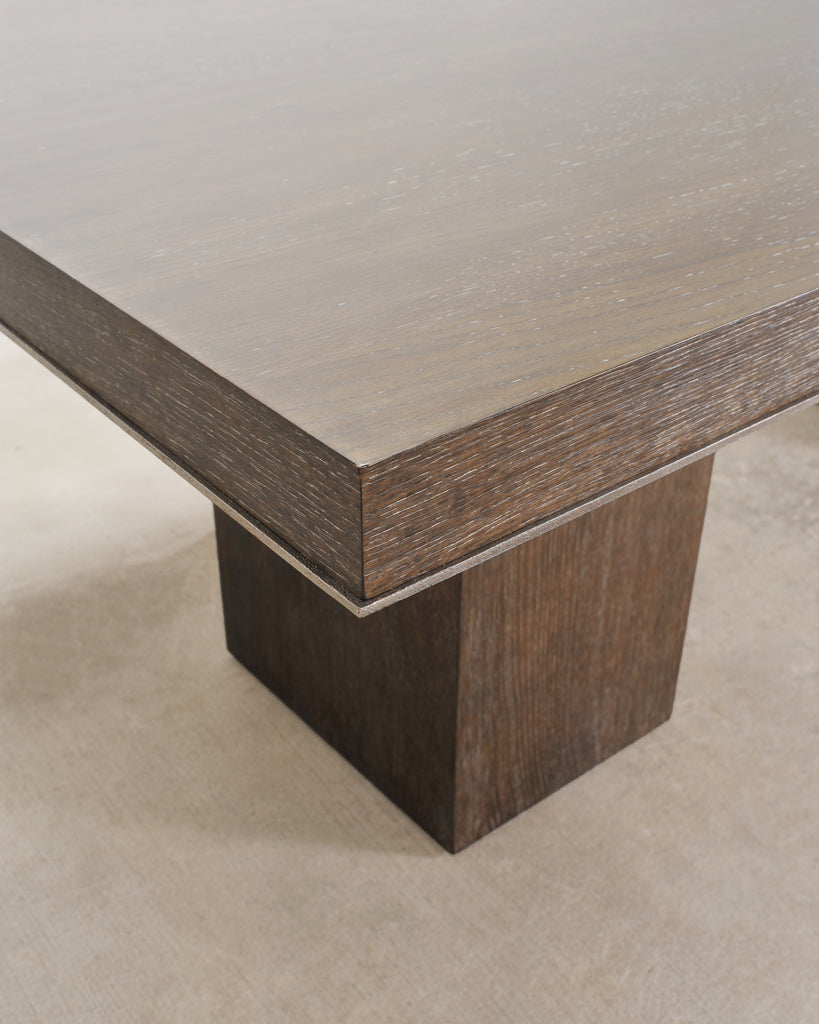 Bernhardt Linea Cerused Oak Modern Pedestal Dining Table 7.5 Ft