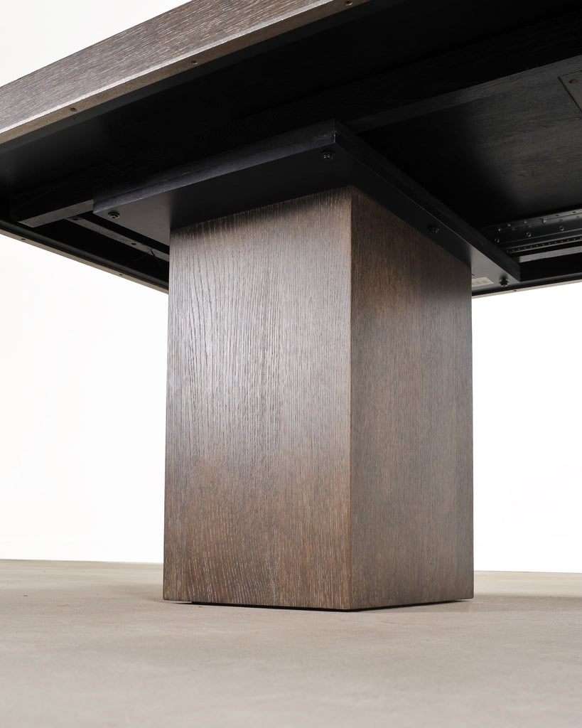 Bernhardt Linea Cerused Oak Modern Pedestal Dining Table 7.5 Ft