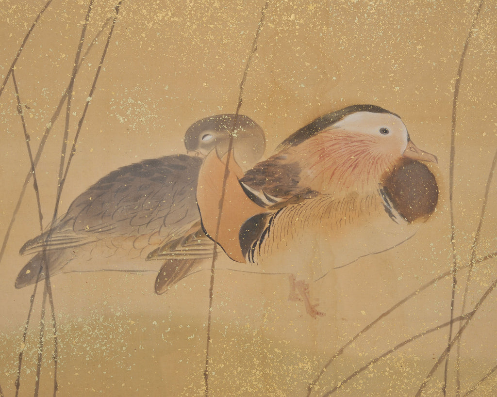 Japanese Taishō/Shōwa Painting Flock of Ducks in Winter Pond