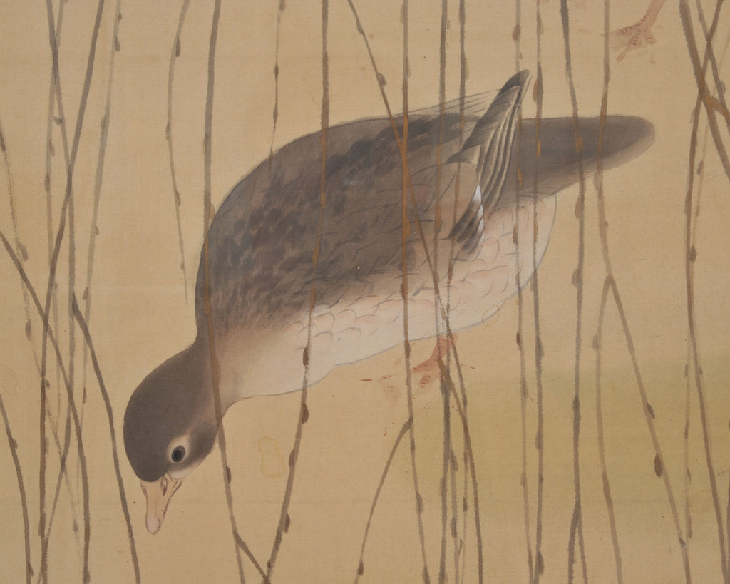 Japanese Taishō/Shōwa Painting Flock of Ducks in Winter Pond