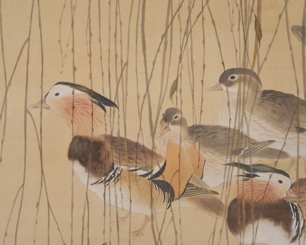 Japanese Taishō/Shōwa Painting Flock of Ducks in Winter Pond