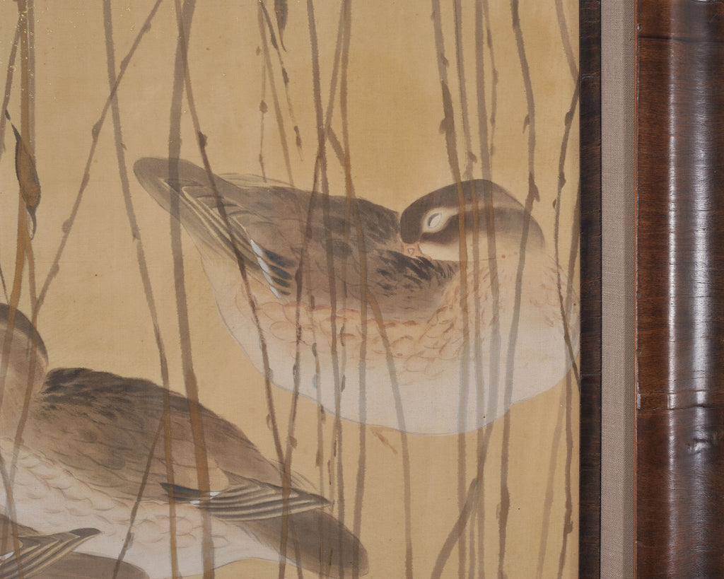 Japanese Taishō/Shōwa Painting Flock of Ducks in Winter Pond
