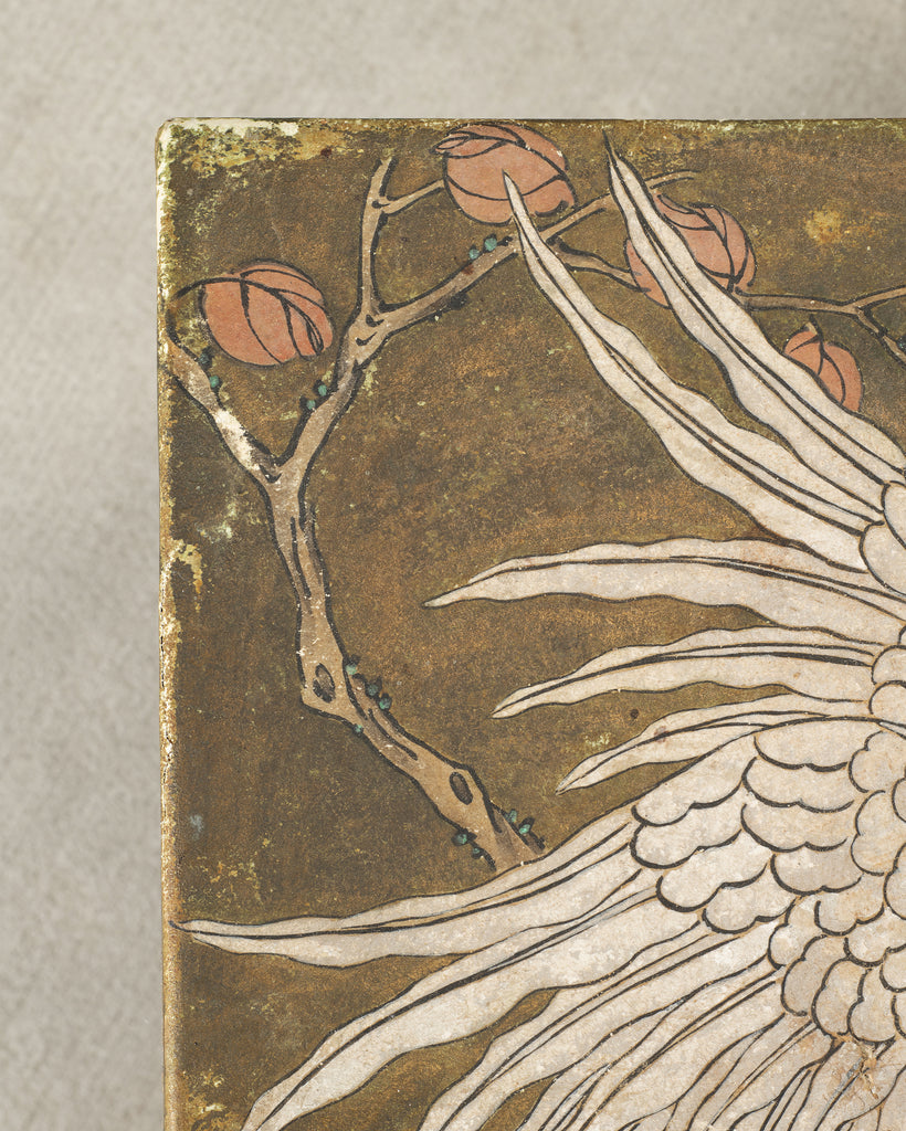 Chinese Qing Style Painted Exotic Birds Leather Trunk Table