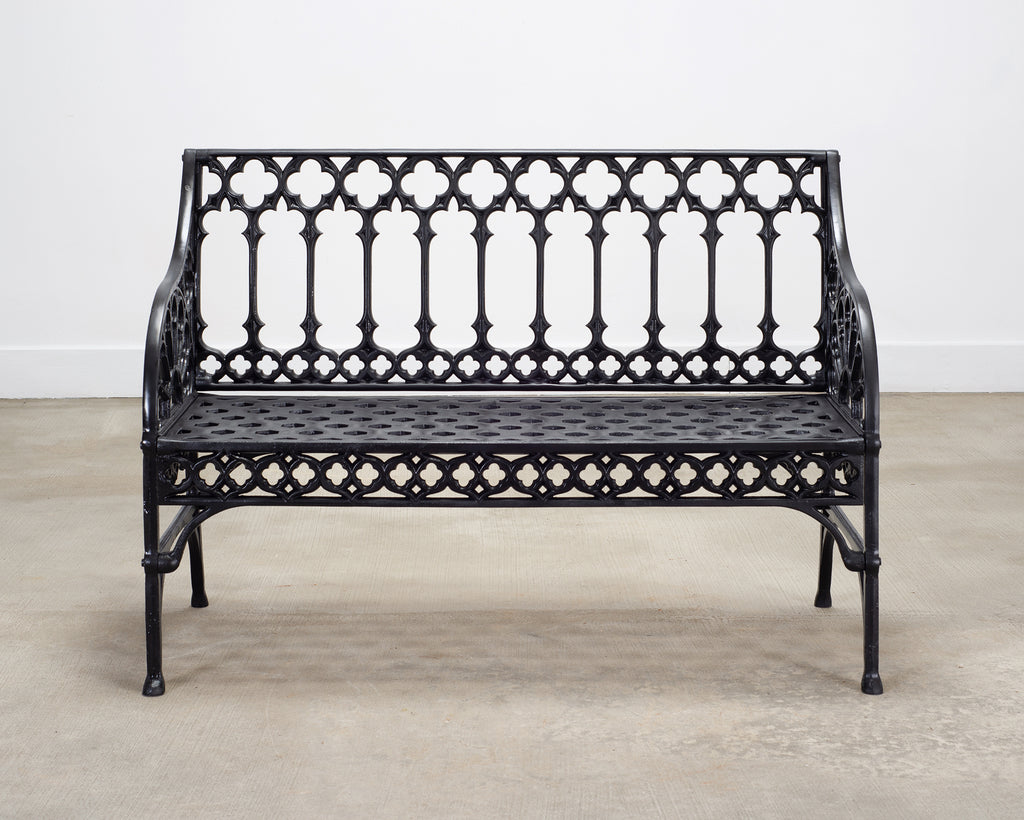 English Coalbrookdale Style Cast Gothic Revival Garden Bench