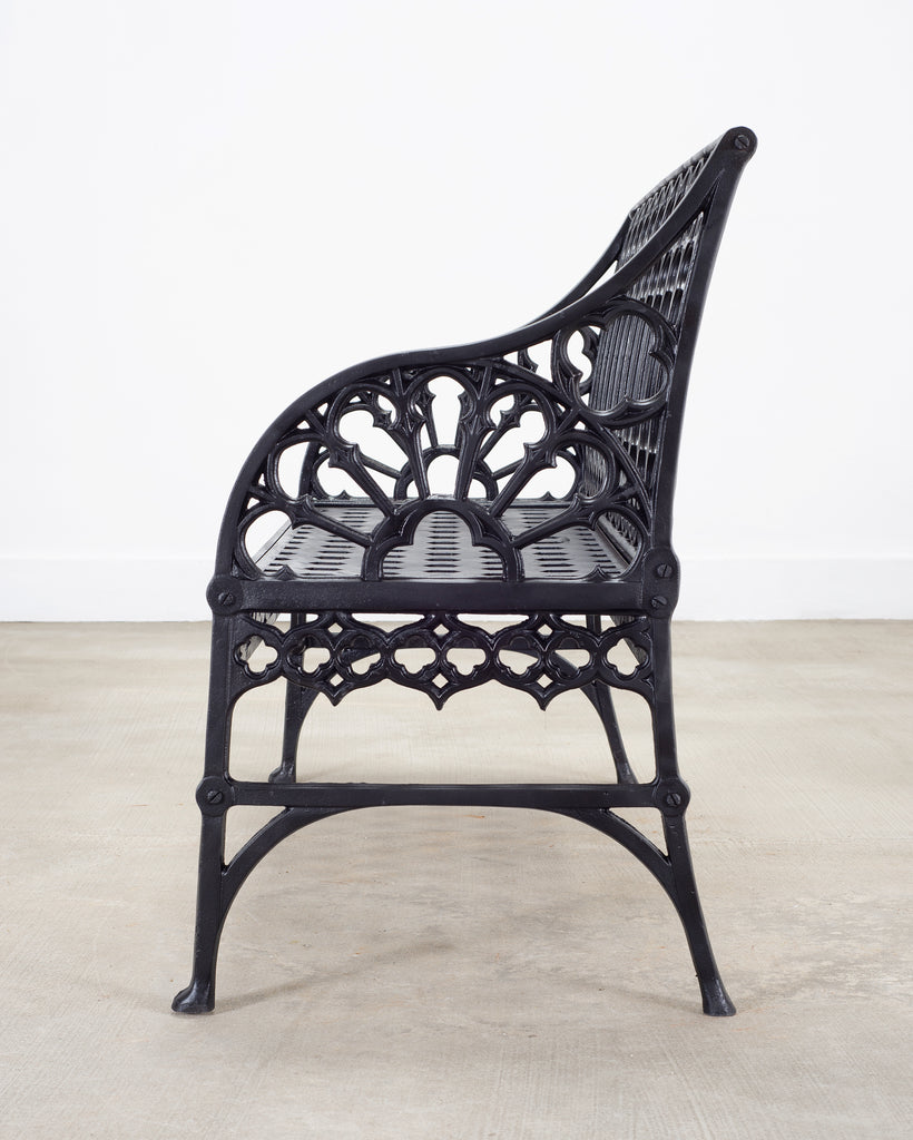 English Coalbrookdale Style Cast Gothic Revival Garden Bench