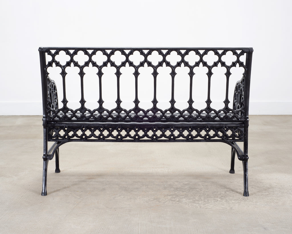 English Coalbrookdale Style Cast Gothic Revival Garden Bench