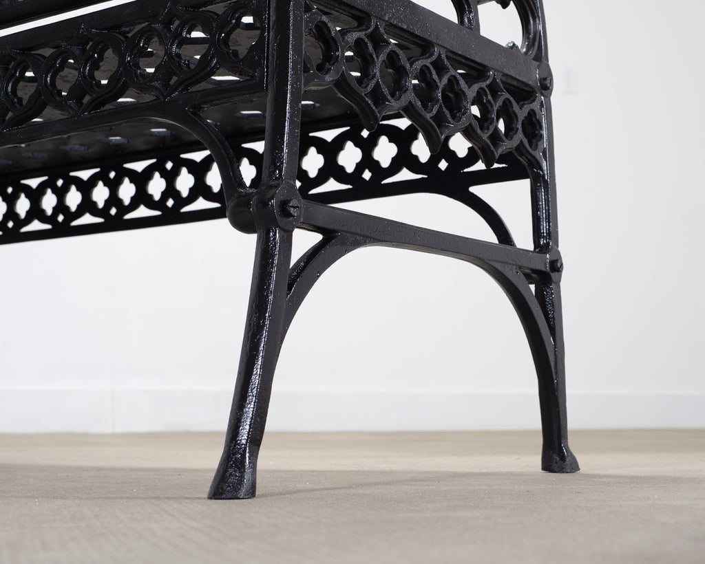 English Coalbrookdale Style Cast Gothic Revival Garden Bench