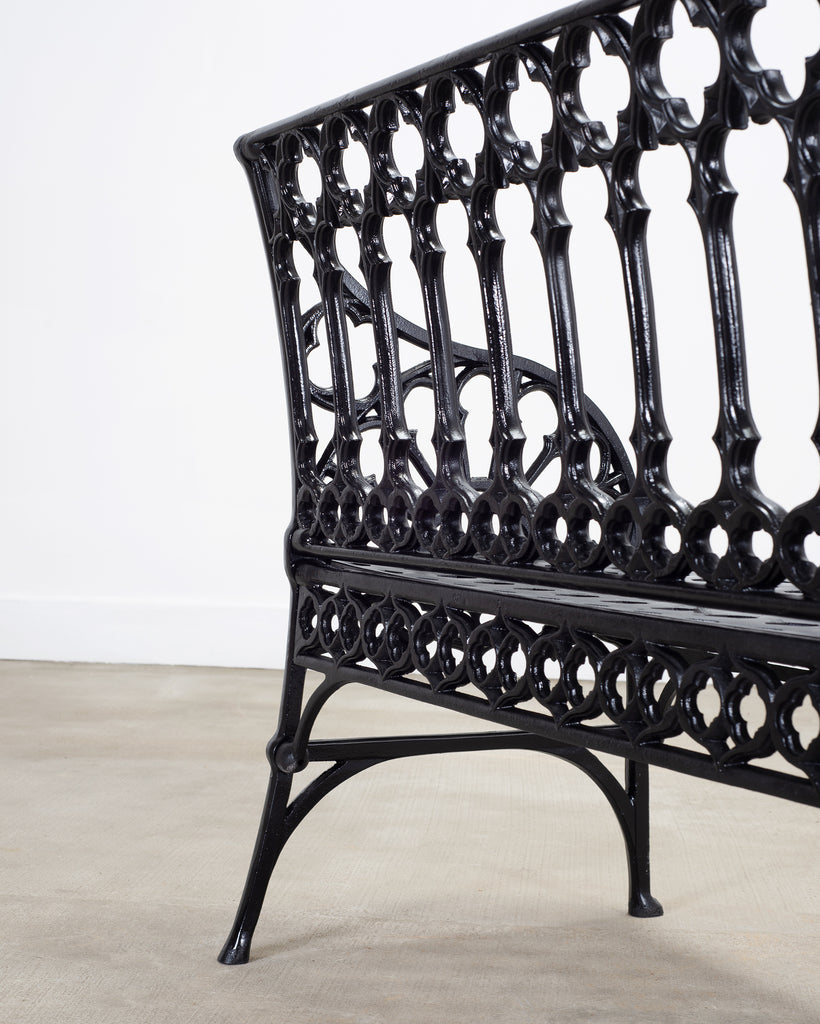English Coalbrookdale Style Cast Gothic Revival Garden Bench