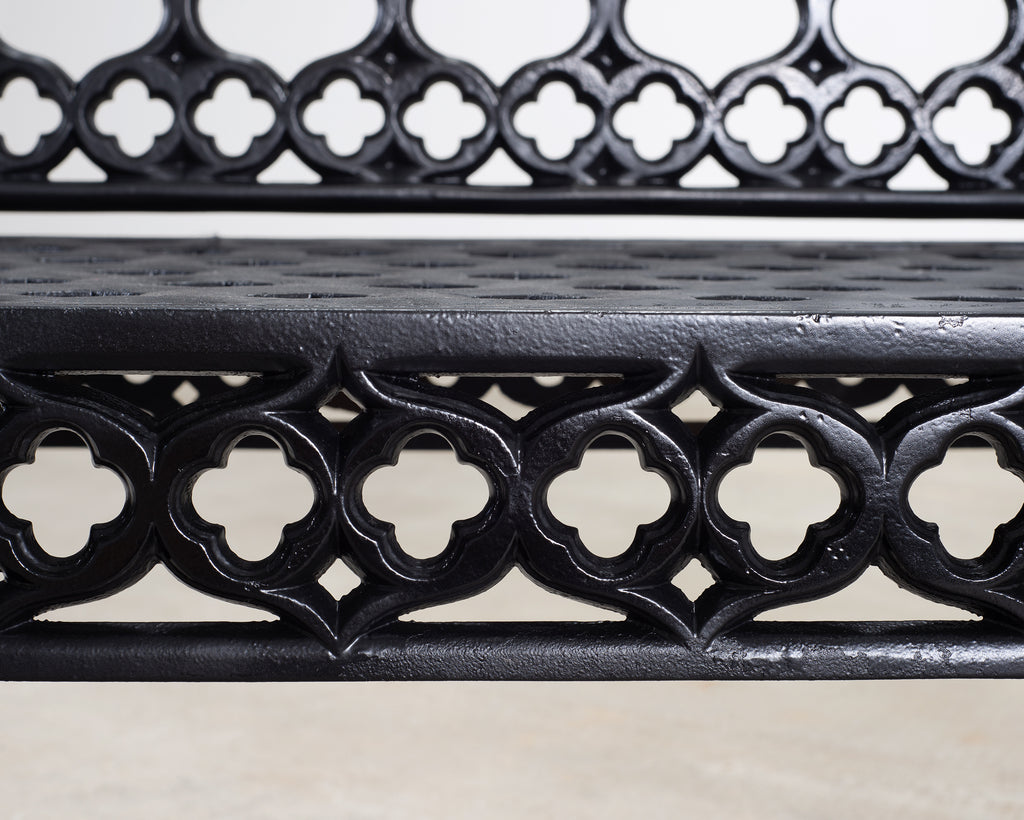 English Coalbrookdale Style Cast Gothic Revival Garden Bench